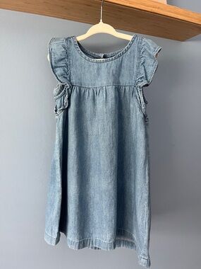 GAP Light Blue Denim Ruffle Sleeve Casual Dress